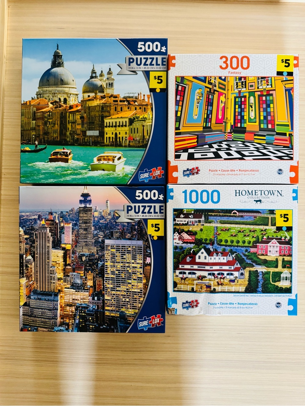 Lot/4 300-1000 piece jigsaw puzzles NIB